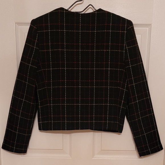 Private Concepts Vintage Plaid Crop Blazer Size 10 - Picture 2 of 8